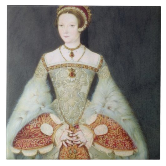 Portret van Catherine Parr (1512-48), 1545 (kleur) Tegeltje (Voorkant)