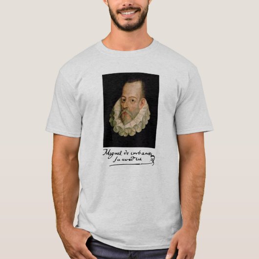 Portret van Cervantes en Handtekening T-Shirt (Voorkant)