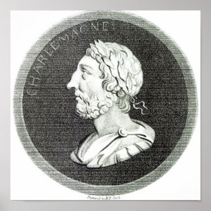 Portret van Charlemagne Poster