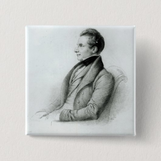 Portret van Charles Babbage 1832 Vierkante Button 5,1 Cm (Voorkant)