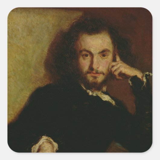 Portret van Charles Baudelaire 1844 Vierkante Sticker (Voorkant)