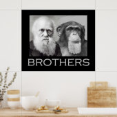 Portret van Charles Darwin en Ape Poster (Keuken)