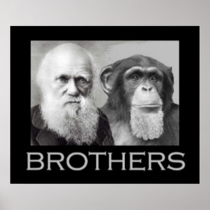 Portret van Charles Darwin en Ape Poster