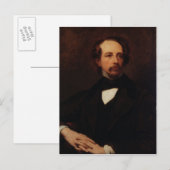 Portret van Charles Dickens 1855 Briefkaart (Voorkant / Achterkant)
