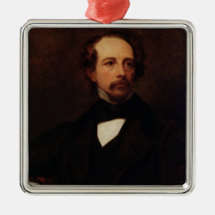 Portret van Charles Dickens 1855 Metalen Ornament