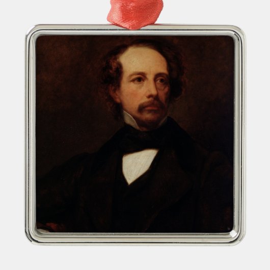 Portret van Charles Dickens 1855 Metalen Ornament (Voorkant)