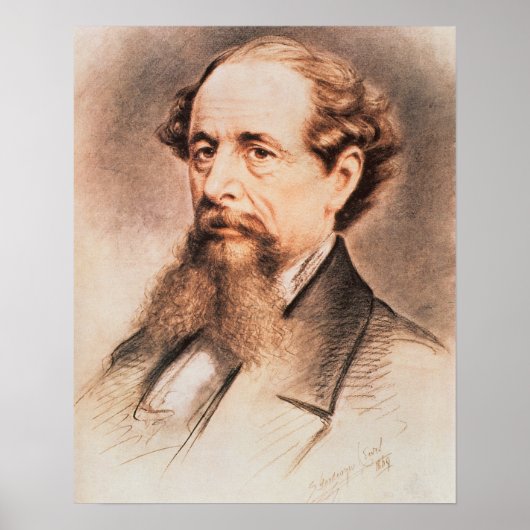 Portret van Charles Dickens, 1869 Poster (Voorkant)