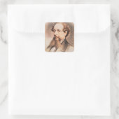 Portret van Charles Dickens, 1869 Vierkante Sticker (Tas)