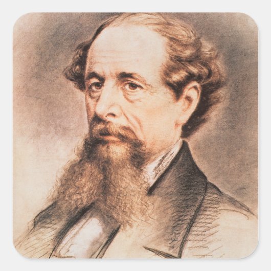 Portret van Charles Dickens, 1869 Vierkante Sticker (Voorkant)