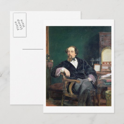 Portret van Charles Dickens (olie op canvas) Briefkaart (Voorkant / Achterkant)