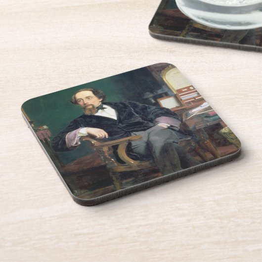 Portret van Charles Dickens (olie op canvas) Drankjes Onderzetter (Linkerzijde)