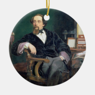Portret van Charles Dickens (olie op canvas) Keramisch Ornament