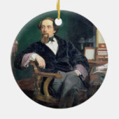 Portret van Charles Dickens (olie op canvas) Keramisch Ornament (Achterkant)