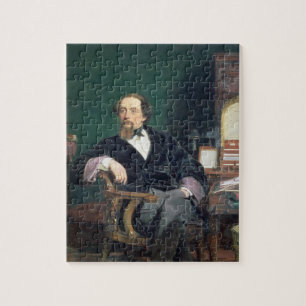 Portret van Charles Dickens (olie op canvas) Legpuzzel
