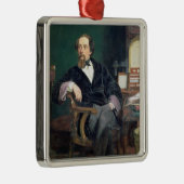 Portret van Charles Dickens (olie op canvas) Metalen Ornament (Rechts)