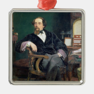 Portret van Charles Dickens (olie op canvas) Metalen Ornament