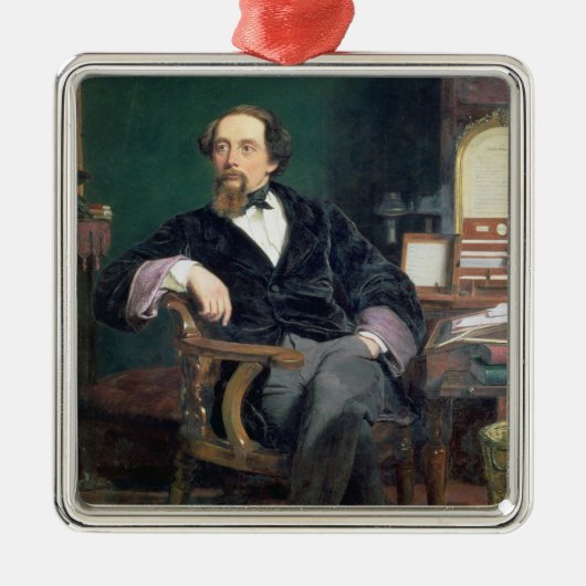 Portret van Charles Dickens (olie op canvas) Metalen Ornament (Voorkant)