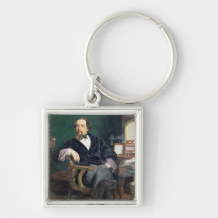 Portret van Charles Dickens (olie op canvas) Sleutelhanger