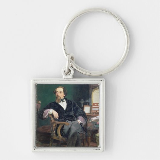 Portret van Charles Dickens (olie op canvas) Sleutelhanger (Voorkant)
