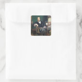 Portret van Charles Dickens (olie op canvas) Vierkante Sticker (Tas)