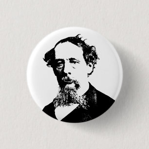 Portret van Charles Dickens Ronde Button 3,2 Cm