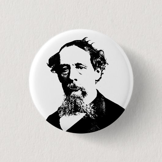 Portret van Charles Dickens Ronde Button 3,2 Cm (Voorkant)