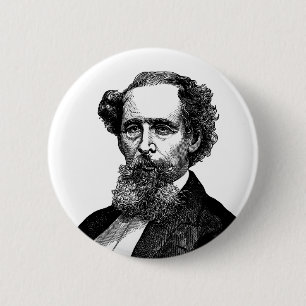 Portret van Charles Dickens Ronde Button 5,7 Cm