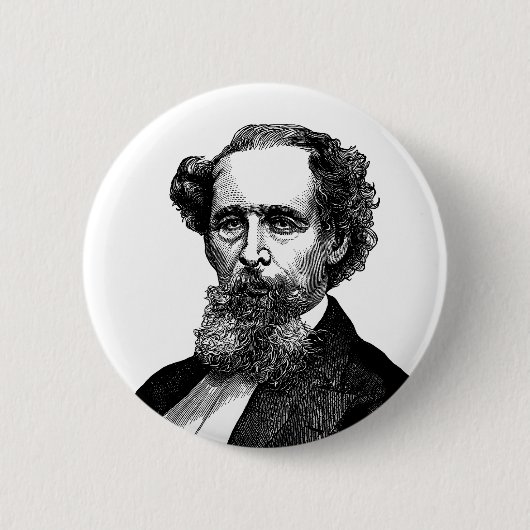 Portret van Charles Dickens Ronde Button 5,7 Cm (Voorkant)