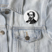 Portret van Charles Dickens Ronde Button 5,7 Cm (In situ)