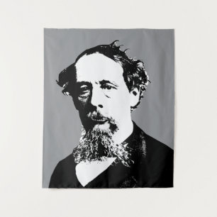 Portret van Charles Dickens Wandkleed