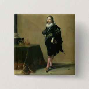 Portret van Charles I (1600-49) 1632 (olie op het  Vierkante Button 5,1 Cm