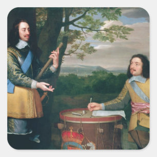 Portret van Charles I en Sir Edward Walker Vierkante Sticker