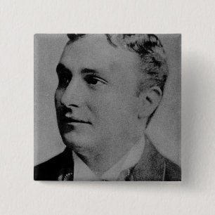 Portret van Charles Spencer Chaplin, Sr Vierkante Button 5,1 Cm