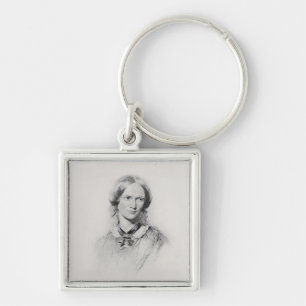 Portret van Charlotte Bronte, gegraveerd door Walk Sleutelhanger