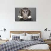 Portret van chocoladelabrador canvas afdruk (Insitu (Slaapkamer))