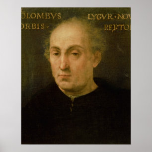 Portret van Christoffel Columbus Poster