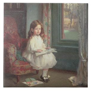 Portret van Clara Hughes, 1902 (olie op canvas) Tegeltje