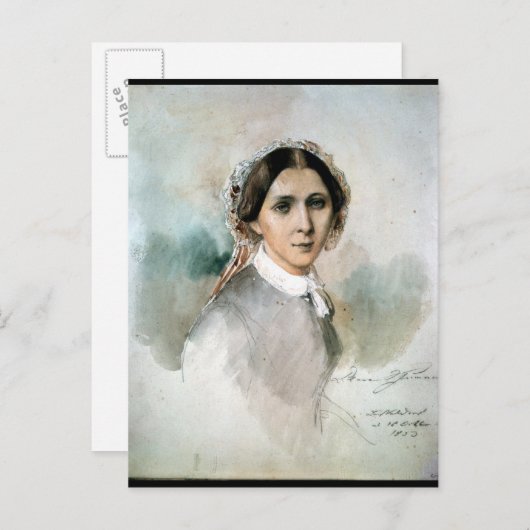 Portret van Clara Schumann 1853 Briefkaart (Voorkant / Achterkant)