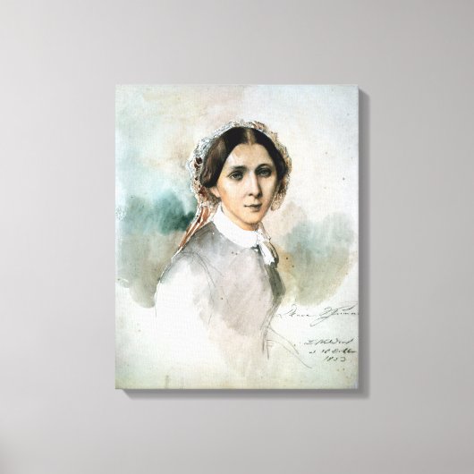 Portret van Clara Schumann 1853 Canvas Afdruk (Voorkant)