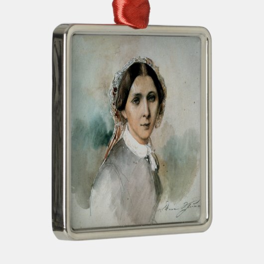 Portret van Clara Schumann 1853 Metalen Ornament (Rechts)