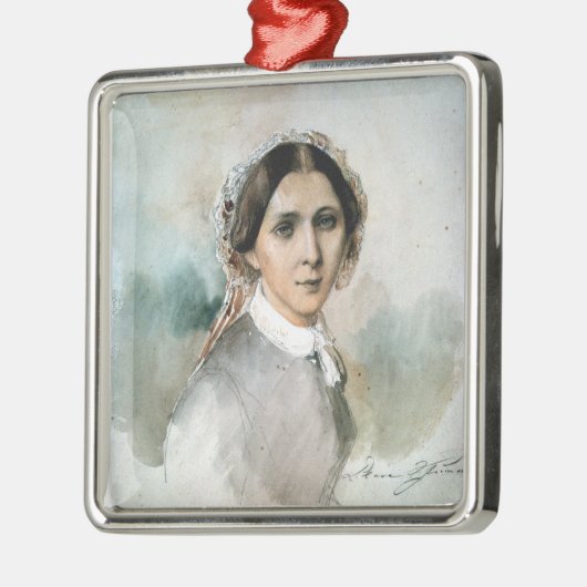 Portret van Clara Schumann 1853 Metalen Ornament (Links)