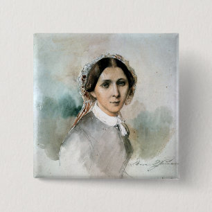 Portret van Clara Schumann 1853 Vierkante Button 5,1 Cm