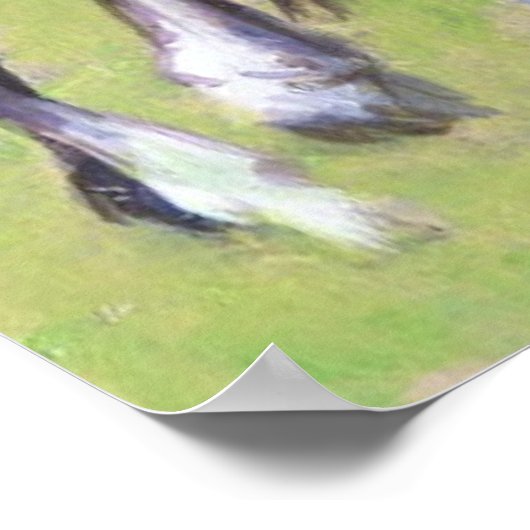 Portret van Clydesdale Mare en Foal Horse Poster (Hoek)