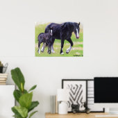 Portret van Clydesdale Mare en Foal Horse Poster (Thuiskantoor)