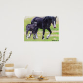 Portret van Clydesdale Mare en Foal Horse Poster (Keuken)