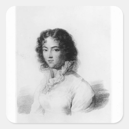 Portret van Constanze Mozart 1828 Vierkante Sticker (Voorkant)