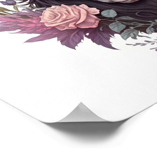 Portret van Creepy Baphomet met Flowers Poster (Hoek)