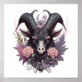 Portret van Creepy Baphomet met Flowers Poster (Voorkant)