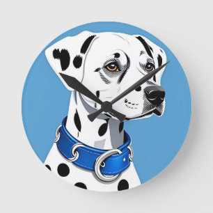 Portret van Dalmatische hond met blauwe halsband Ronde Klok