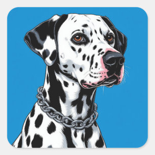 Portret van Dalmatische hond tegen blauwe achtergr Vierkante Sticker